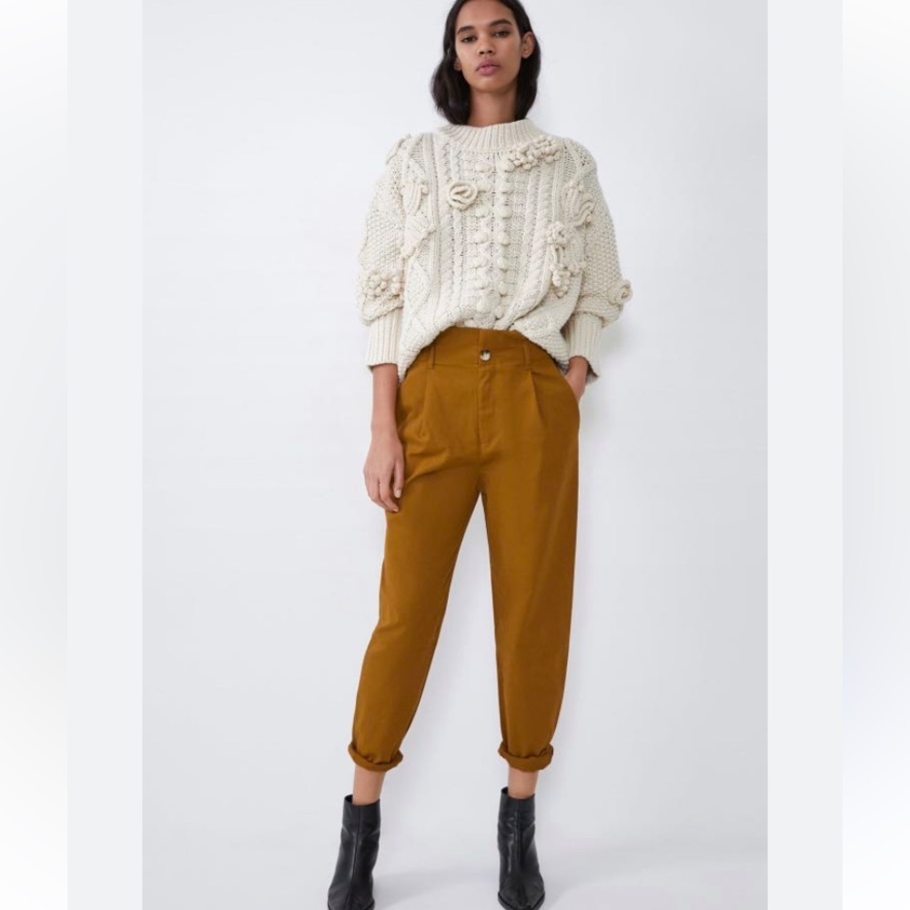 “ZARA” PaperBag Waist Ankle Pants